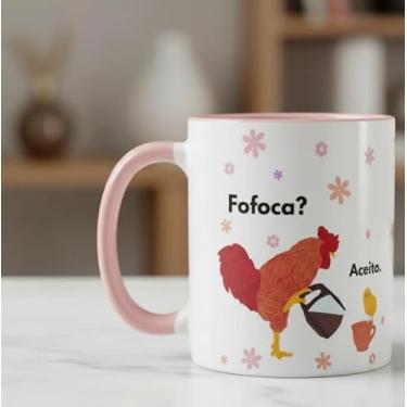 Imagem de Caneca Fofoca Aceito Divertida Meme 325ml Int Rosa