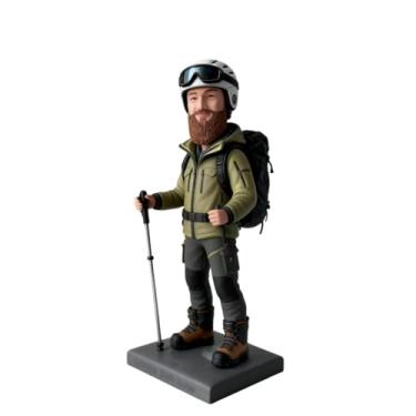 Imagem de Bobblehead personalizado feito à mão da sua foto - perfeito para mesa e painel de carro, lembranças exclusivas de caminhadas, lembrança especial para caminhantes ou amantes de aventuras