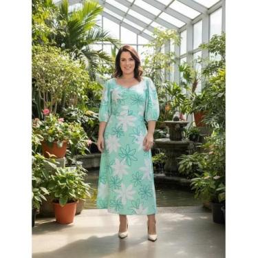 Imagem de Vestido Max Mid Evase Viscose Elegante Moda Evangelica - VALERIA ALVES
