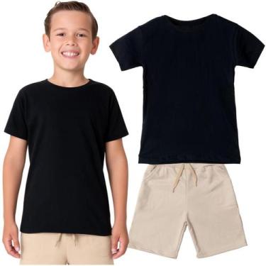 Imagem de Kit Camiseta e Bermuda Short Infantil Menino Roupa Conjunto de Verão J