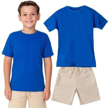 Imagem de Kit Camiseta e Bermuda Short Infantil Menino Roupa Conjunto de Verão J