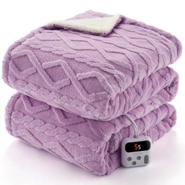 Imagem de CAROMIO Cobertor elétrico tamanho completo – Cobertor aquecido de sherpa grossa tufada tamanho completo com 10 níveis de aquecimento e 10 configurações de tempo, certificado ETL lavável na máquina