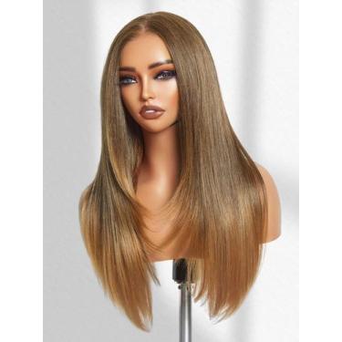 Imagem de Peruca GORGIUS Blonde Highlight Straight Straight Synthetic 60 cm para