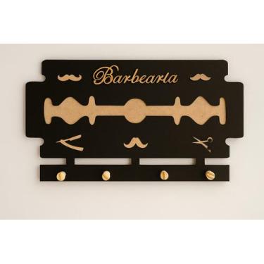 Imagem de Cabide Cabideiro Em Mdf Retro Para Barbearia - Barbershopp62, NAVALHA