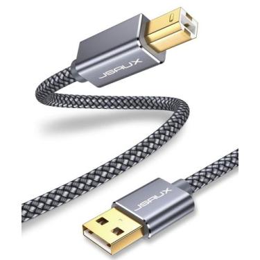 Imagem de Cabo de impressora JSAUX USB 2.0 tipo A macho para B macho 10 pés cinz
