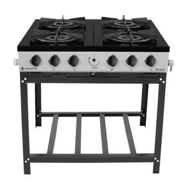 Imagem de Fogão A Gás Bravo 4 Bocas Sem Forno E Sem Espera P- Forno Br4b Cinza - Venâncio