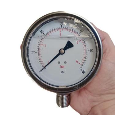 Imagem de Manômetro Reto 100mm Inox 1/2'' Glicerina - MR 100 IMP. INOX - TAUANA