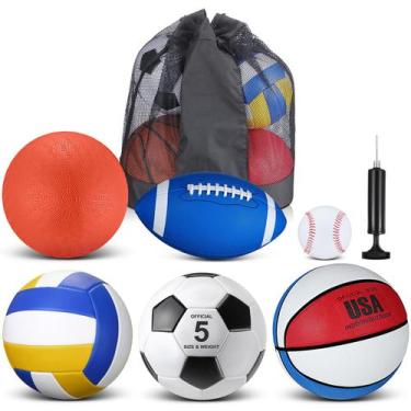 Imagem de Conjunto de bolas multiesportivas Libima de 6 peças com bomba e bolsa