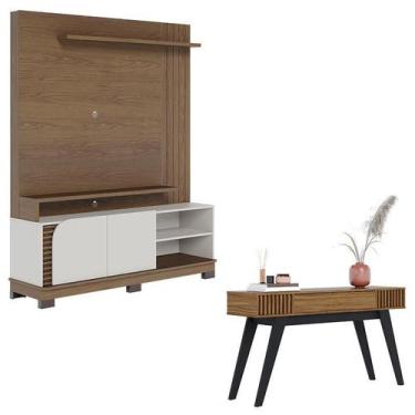 Imagem de Estante Home Theater Jurerê 1.5 Amendôa Off White Matte com Aparador p