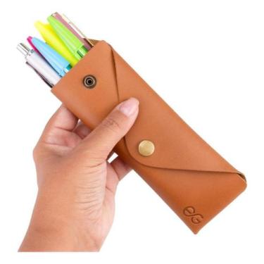 Imagem de Estojo Escolar Executivo Porta Caneta Lápis 100% Couro Legítimo - ELLO