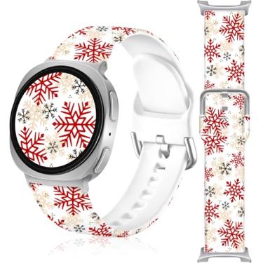 Imagem de Vieeki Pulseira de relógio de Natal compatível com Samsung Galaxy Watch 8 de 40 mm, 44 mm/8 Classic de 46 mm (pulseira de silicone com padrão de 22 mm com adaptador de aço inoxidável) RedSnow Z de 22