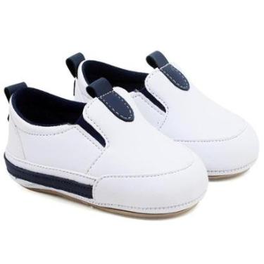 Imagem de Sapato Tênis Bebe Baby Menino Confort Primeiro Branco Azul-Masculino