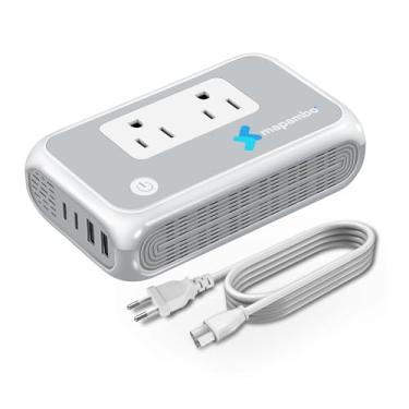 Imagem de Mapambo Conversor de tensão de 220V para 110V para Europa para alisador de cabelo e chapinhas, conversor para viagens europeias com carregamento rápido para Alemanha, França, Itália, Espanha (3U1C)