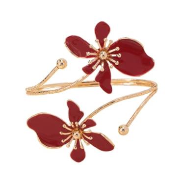 Imagem de A-yeite Joia de braço feminina delicada ajustável boho flor braço braçadeira braçadeira floral acessório declaração aniversário feriado presente, One Size, Metal, Sem Pedra Preciosa