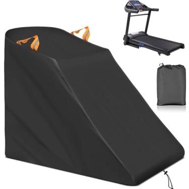 Imagem de XYZCTEM Capa de esteira à prova d'água à prova de poeira para máquina de corrida para exercícios físicos, proteção com cordão à prova de vento e saídas de ar para casa, academia, ambientes internos e externos (preto e marrom)