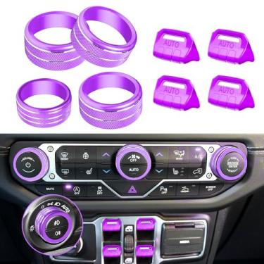 Imagem de 8 peças de capas de botão para acessórios Jeep Wrangler JL JLU 2018-2024 2025 & Gladiator JT 2020-2024 2025 janela interruptor botão capa volume rádio sintonia ar condicionado tampa do botão de farol