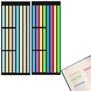 Imagem de Tiras de fita marca-texto removíveis, abas adesivas transparentes para marcadores, abas fluorescentes de índice neon para livros, estudo da Bíblia, material escolar de escritório