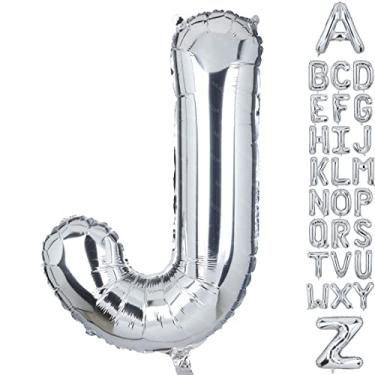 Imagem de Balões de hélio Mylar com letras grandes de 101 cm, letra J, prata, grande, alfabeto, para decoração de festa de aniversário, decoração de casamento, meninas, palavra personalizada HH(prata-J) odimibo