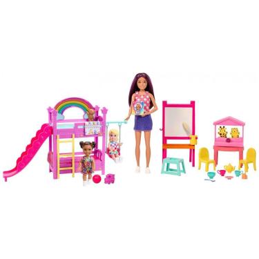 Imagem de Creche da Barbie com 15 Acessórios, 3 Bonecas para Crianças a Partir de 3 Anos, Rosa