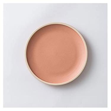 Imagem de Prato de serviço pratos de jantar de cerâmica conjunto de pratos de sobremesa de 25,4 cm para salada macarrão bife e aperitivo pratos de servir pratos de porcelana de cozinha, pratos de cores sortidas