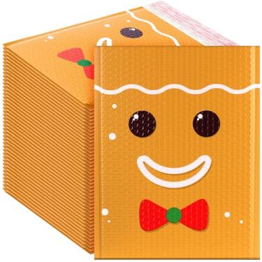 Imagem de Gueevin 100 peças de envelopes grandes de plástico de Natal com bolhas de 25,4 x 33 cm, envelopes de bolha acolchoados de Natal, saco de envio autoadesivo para embalagem de presente de negócios de