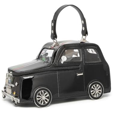 Imagem de Lyuxhetaokdiq Bolsa de ombro feminina de couro PU divertida e estranha bolsa tiracolo exclusiva em formato de carro, 3, preto