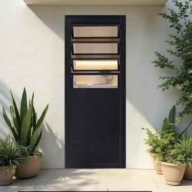 Imagem de Porta de Alumínio Lambri Basculante 214x96cm Magnum Atlântica Preto