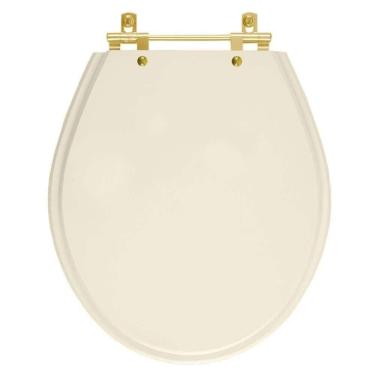 Imagem de Tampa De Vaso Laqueado Ravena Amendoa Para Bacia Deca Com Ferragem Dourada