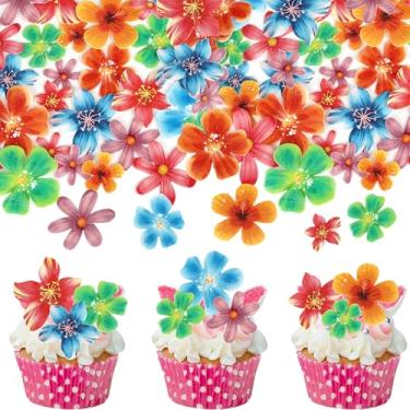 Imagem de 72 Pack Edible Flower Cupcake Toppers Colorful Wafer Paper Beautiful Flower Cake Picks for Wedding Birthday Theme Baby Shower Party Cake Decorations Supplies