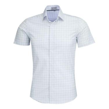 Imagem de Camisa Social Quadriculada Slim Amil Elastano Passa Fácil 1911, Cor 01