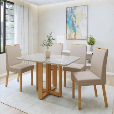 Imagem de Conjunto Sala de Jantar 4 Lugares Retangular Tampo Vidro/MDF Mesa Bold