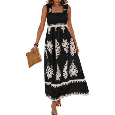 Imagem de Vestido feminino PRETTYGARDEN de verão Boho Maxi Floral A Line