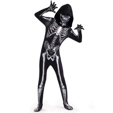 Imagem de Macacão infantil Halloween Skeleton Bosvin, de 6 a 7 anos, mascarado e
