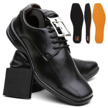 Imagem de Kit Sapato Masculino Confort Plus Leve E Macio + Cinto e Carteira - Lo