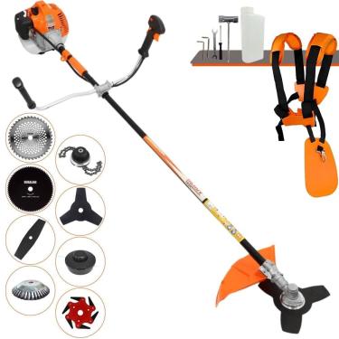 Imagem de Aparador de Grama Vulcan VR520H 52cc 2,5HP Com Carretel + Facas 2 Pontas, 3 Pontas, 6 Pontas, 40 Dentes de Vídea, 80 Dentes, Trimmer e Escova de Aço