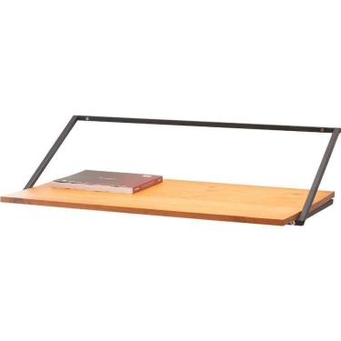 Imagem de Escrivaninha De Parede Menphis Industrial Daf Móveis 80 Cm Tampo Madeira Maciça Mel Aço Preto
