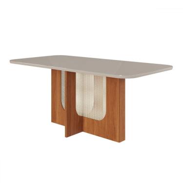 Imagem de Mesa de Madeira Louise 180 com Vidro Cinamomo/Off White - Cimol