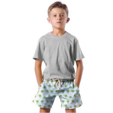 Imagem de Shorts Infantil Bermuda Calção Praia Verão Monstro Verde Olhar 221 - S