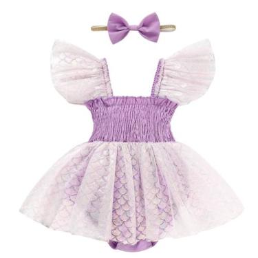 Imagem de Roupas TITKKOP Baby Girl Romper Ruffe, macacão sem mangas, 3-6M