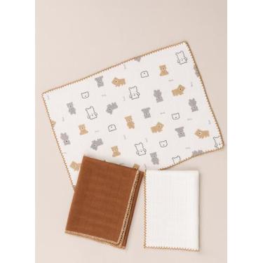 Imagem de Kit 3 Fraldinha de Boca 100% Algodão Paninho de Boca para Bebê - AVM E