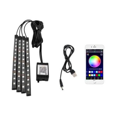 Imagem de Neon RGB LED Interior Do Carro Luz Ambiente Para Pés USB Controle Remo