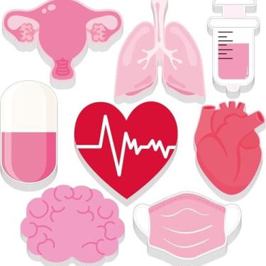 Imagem de Pacote com 8 mini notas adesivas com tema de enfermeira - blocos de notas autoadesivos divertidos para estudantes de enfermagem, funcionários hospitalares e materiais escolares de medicina (rosa)