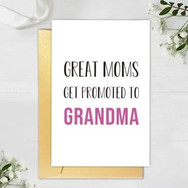 Imagem de Novo cartão de presente para avós, cartão engraçado de anúncio de gravidez para mamãe novas avós, cartões de dia da primeira avó, cartões de revelação de bebê neto, ótimas mães são promovidas à avó