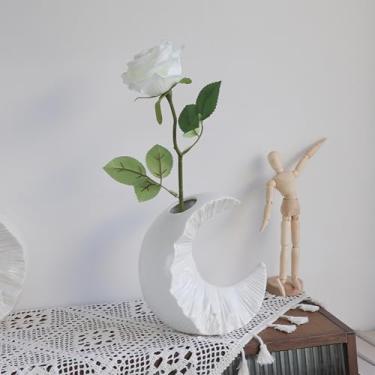 Imagem de Vasos decorativos de cerâmica branca, estilos variados para decoração de casa e escritório (sussurro lunar - crescente)