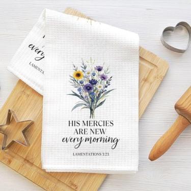 Imagem de Toalhas de cozinha buquê de aquarela 61 x 35 cm, versículo bíblico absorvente toalha de prato de microfibra toalha de chá, toalhas de mão waffle para cozinha, casa, banheiro, presentes cristãos para