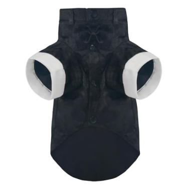 Imagem de MAMORE Vestido de camisa para cães, camisa de gravata borboleta Doggy Prince, traje formal casual para animais de estimação para cães pequenos, médios e grandes (preto, médio)