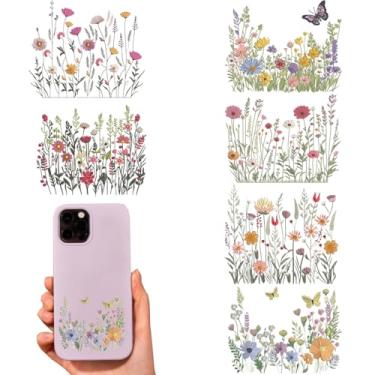 Imagem de Envelopes de copo UV DTF - 6 estampas de flores UV DTF adesivo para caneca garrafa de água de vidro, artesanato DIY para notebook, bagagem, laptop, carro, decalque de transferência à prova d'água