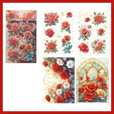 Imagem de Kit de adesivos florais de plantas, vintage, estética, transparente, conjunto de adesivos para scrapbooking, artigos estéticos, jornais de artesanato