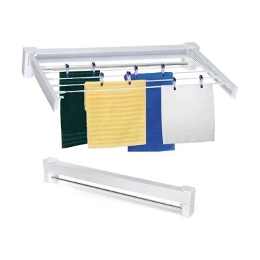 Imagem de Varal Mágico Parede Retrátil Dobrável 5 Varetas 70cm Cor - Branco