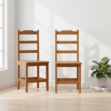 Imagem de Kit Com 2 Cadeiras De Jantar Madeira Maciça Perola - Mel Sem Estofado